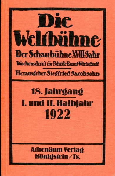 Die Weltbühne, 18. Jahrgang, 1922